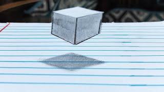 how to draw 3D floating cube||how draw 3D optical illusion on paper|| 3d drawing tutorial||