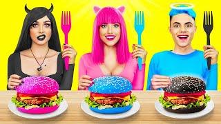 Tantangan Makanan Pink VS Hitam VS Biru | Mukbang Epic dengan Makanan Berwarna dan Lezat oleh RATATA