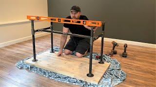 Time-lapse of DIY Office Desk - Butcher Block Top and Black Pipe Frame