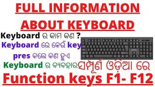 Computer keyboard full details in odia// how to use keyboard in odia!! function keys in odia ||