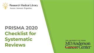 An Introduction to the PRISMA 2020 Checklist for Systematic Reviews