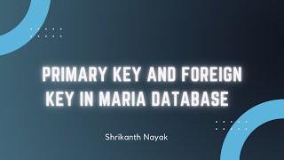 Primary Key and Foreign Key concepts in Appian- MariaDB