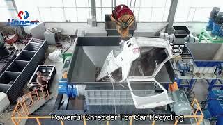 Feeding Whole Scrap Car To Shredder_2000 Model Scrap Car Shredder Metal Recycling.