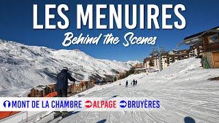 Behind the scenes, skiing pistes Mont de la Chambre, Alpage, Bruyères in Les Menuires, Les 3 Vallées