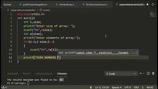 Separate odd and even numbers from array | array in C