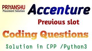 Accenture Previous Slot Coding Questions | Accenture Programming Questions with Solution | Accenture