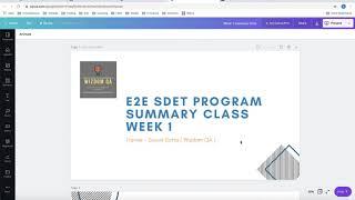 SDET Full Stack July Week 1 Summary  Class