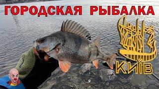 Береговая рыбалка на спиннинг. г. Киев, набережная. Окунь.