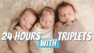 A DAY IN THE LIFE WITH TRIPLETS- 24 Hours with newborn triplets 2020 - First Time Parents