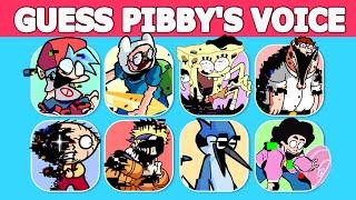 FNF - GUESS PIBBY'S VOICE | CORRUPTED BF, FINN, SPONGEBOB, MORDECAI, STEVEN, PETER...