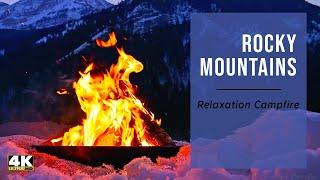  ROCKY MOUNTAINS CAMPFIRE 12 hours, Virtual Fireplace & Nature Fire Sounds for Meditation, Sleep