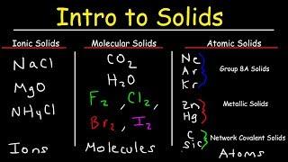 Ionic Solids, Molecular Solids, Metallic Solids, Network Covalent Solids, & Atomic Solids