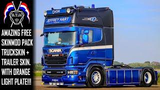 FREE SCANIA RJL 530 JEFFREY HART TRANSPORT TRUCK / TRAILER SKINPACK BUILD D.T.M SKINMOD/DESIGN ets 2