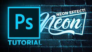 NEON TEXT EFFECT in LESS than 4 MINUTES!! | Adobe Photoshop Tutorial | Fabi Productions