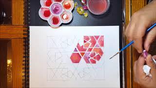 Watercolour #4 - Painting and blending - Islamic Geometric Patterns