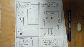 Gambar Komik Pendidikan Di Kertas Gambar Berjudul Buku Jendela Dunia