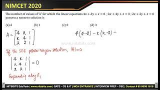 Question #15 - NIMCET 2020 | Previous Year NIMCET Question Paper Solutions  NITbits NIMCET Coaching