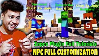 How To Add NPC in Aternos Server | Znpcs Plugin Full Tutorial | How To Use Znpcs Plugin in Aternos