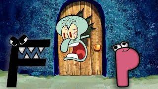 Squidward Kicks Alphabet Lore Letters F and P out of his house