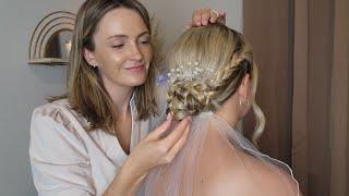 ASMR Perfectionist Bridal Hairstyle & Veil | Natural Make Up Application With Finishing Touches