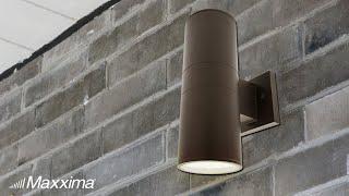 MaxximaStyle Brown LED Cylinder Outdoor Wall Wash, Up and Down Sconce Light, 3000K Warm White