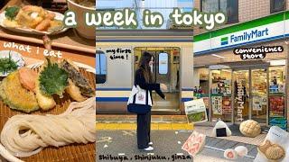 japan vlog  first week in tokyo, what i eat (udon, tonkatsu, cafes), family mart, exploring around