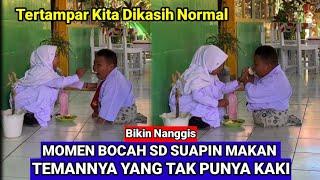 Meleleh Air Mata Ini Viral Momen Anak Cewek Suapin Makan Teman Yang Disabilitas Reski Dan Marwah