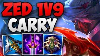 INSANE ZED 1V9 CARRY IN CHALLENGER! | CHALLENGER ZED MID GAMEPLAY | Patch 14.10 S14