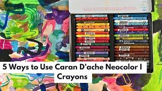 How I Use Caran D'ache Neocolor Crayons - A look in my sketchbooks