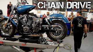 Building an ‘05 Dyna Stunt Bike | Bars, Chain Drive, & Tire Change