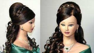 Curly wedding prom hairstyle for long hair.