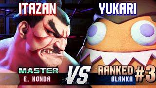 SF6 ▰ ITAZAN (E.Honda) vs YUKARI (#3 Ranked Blanka) ▰ High Level Gameplay