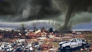 A few minutes ago! 9 tornadoes hit Houston Texas, homes destroyed in Katy and Alvin