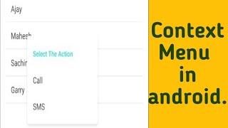 |Context Menu in Android Application|List View and context menu in android |ArrayAdapter in android|