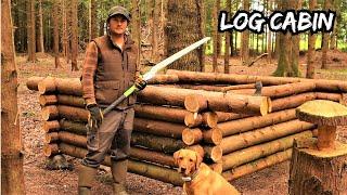 Building an Off-Grid Log Cabin using Hand Tools - Bushcraft Survival Shelter Eco Project ep.1