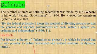 Different definitions of federalism | Different scholars definition of federalism| Federalism