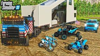 CAMPING IN LUXURY WITH "THE BOYS!" | LIFTED TRUCKS + RZR | Farming Simulator 22