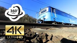 360° camera under fast train / cargo train / Pendolino (4K) Virtual Reality