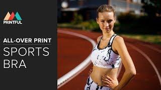 Custom all-over print sports bra: Printful showcase