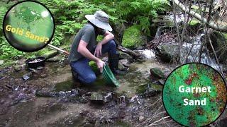 Trying Out The Garret Super Sluice - Gold/Mineral Prospecting - Golden Sand, Garnets, and More