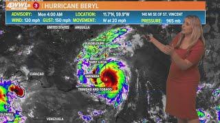 Monday 4 AM Tropical Update: Hurricane Beryl expected in Gulf; another system behind it