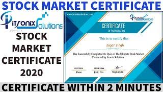 Stock Market Certificate | itronix solution certificate | most demanding courses | stock market 2020
