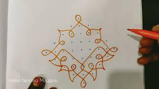 9X1 Beautiful melika muggu / Easy padi kolam / Simple Rangoli Design