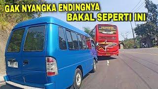 REBUTAN JALUR !! Supir elf emosi gak dikasih jalan sama bus sugeng rahayu