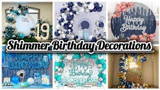 Beautiful Glitter Blue Birthday Decorations | Blue Shimmer Balloon Happy Birthday Decoration At Home