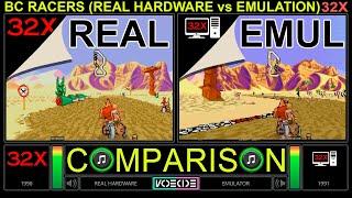 BC Racers (Real Sega 32X vs Sega 32X Emulator) Side by Side Comparison | VCDECIDE