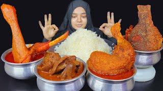 HANDI MUTTON CURRY, HANDI CHICKEN CURRY, HANDI LIVER CURRY, FISH FRY, ASMR EATING, CRAZY FOODIE