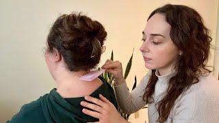 ASMR Gentle Back of Neck Micro Attention Soft Spoken, Combing, Hair Pulling [Real Person ASMR]