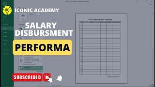 Salary Disbursement Performa in Excel Sheet and Print as PDF || Iconic Academy