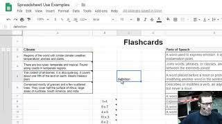 Making Flashcards in a Spreadsheet